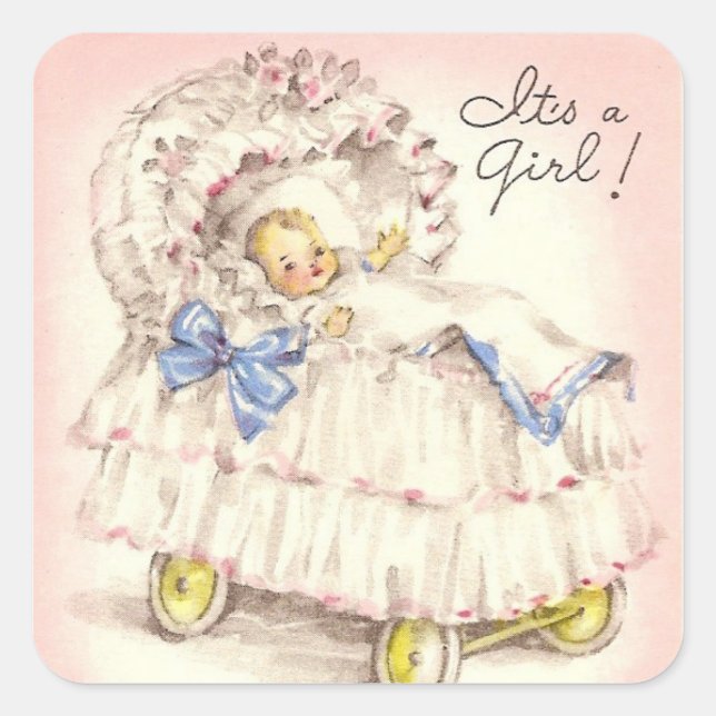 Sticker Carré C'est une fille ! (Devant)
