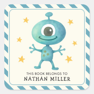 Sticker Carré Cette Ex Libris Appartient à un Enfant Extraterres