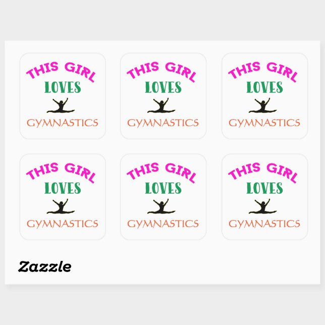 Sticker Carré Cette Fille Aime La Gymnastique Citation Gymnaste (Feuille)