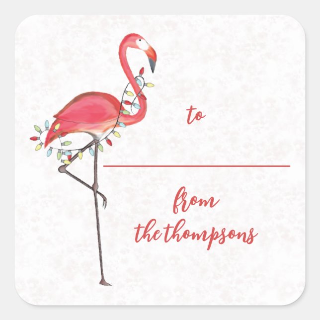 Sticker Carré Chaîne de Flamant rose mignonne de Noël Festif (Devant)