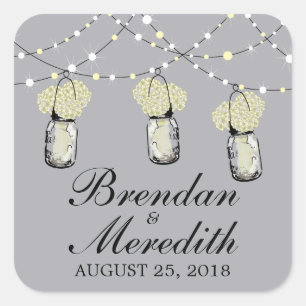 Sticker Carré Chaîne de lumière rustique Mason Jar