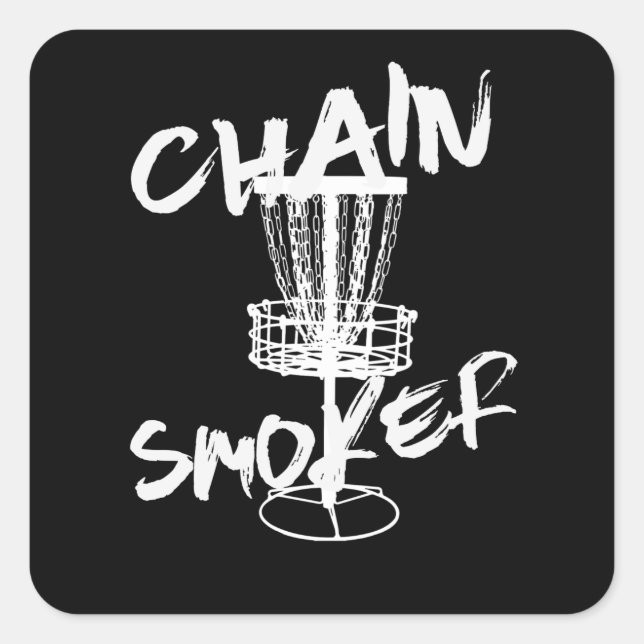 Sticker Carré Chaîne Smoker Disque Golf Golfer Frisbee Player (Devant)