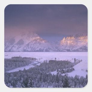 Sticker Carré Chaîne Teton depuis Snake River Overlook, Grand
