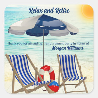 Sticker Carré Chaise de plage tropicale pour se détendre et pren