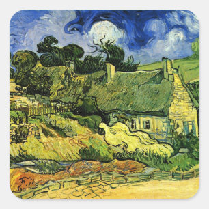 Sticker Carré Chalets à chaume, Cordeville par Vincent van Gogh