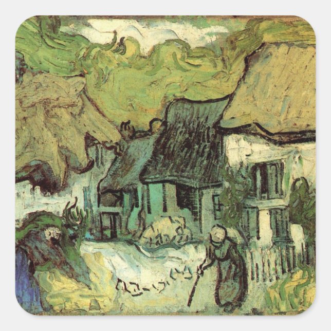 Sticker Carré Chalets à Jorgus par Vincent van Gogh (Devant)