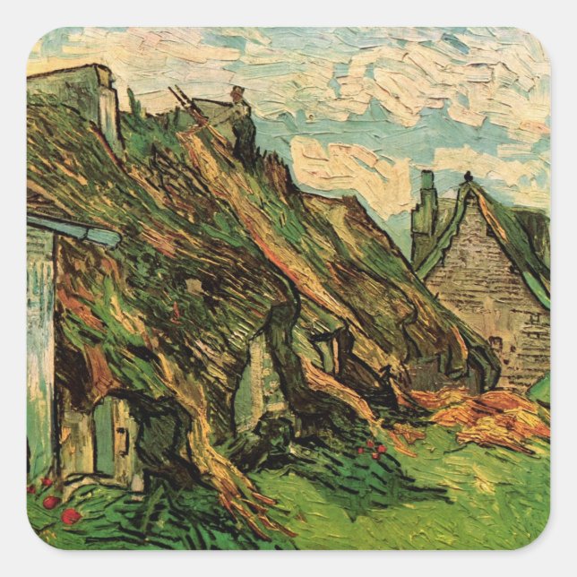 Sticker Carré Chalets en grès chaulé par Vincent van Gogh (Devant)