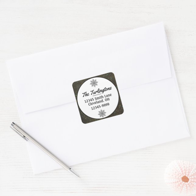 Sticker Carré Chalkboard Gold Silver Stars Adresse de retour (Enveloppe)