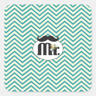 Sticker Carré Chalkboard Mr Jaune et Green Zigzag Chevron
