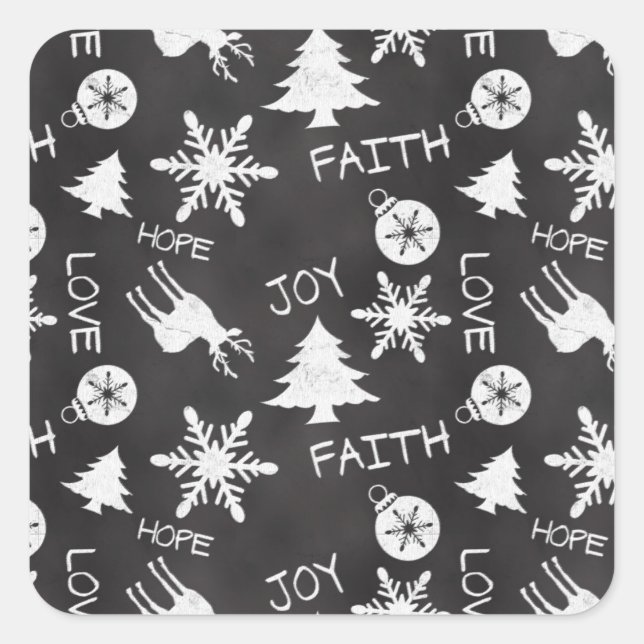 Sticker Carré Chalkboard Noël Fun Motif Vacances (Devant)