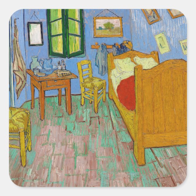 Sticker Carré Chambre Vincent Van Gogh. Salle impressionniste ar (Devant)
