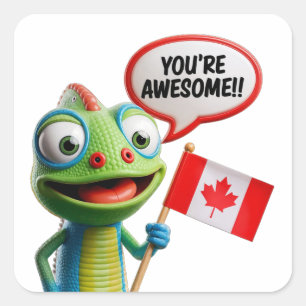 Sticker Carré Chameleon Canadien Vous êtes génial