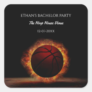 Sticker Carré Champ de basket-ball Bachelor / Anniversaire