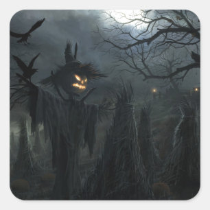Sticker Carré Champ de mort d'Halloween