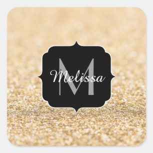 Sticker Carré Champagne or fausse parties scintillant scintille 