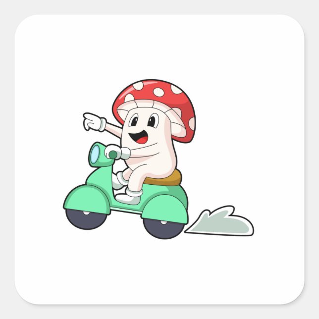 Sticker Carré Champignon comme motard avec Scooter.PNG (Devant)