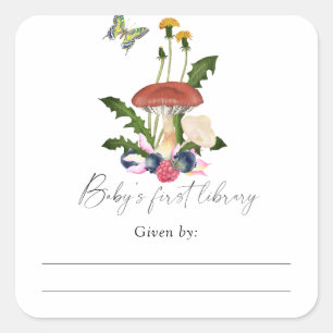 Sticker Carré Champignons - Baby shower, livres pour bébé
