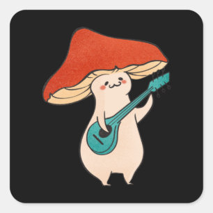 Sticker Carré Champignons Et Musique