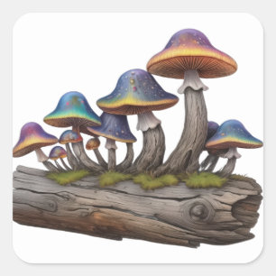 Sticker Carré Champignons sur bâton
