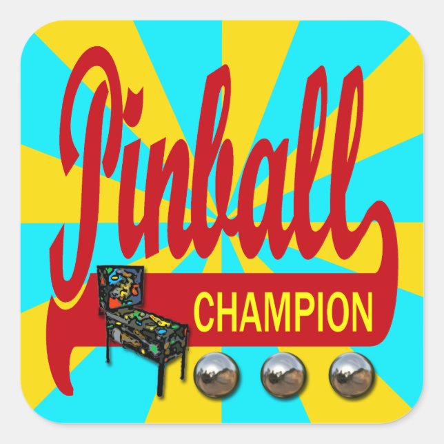 Sticker Carré Champion de Pinball (Devant)