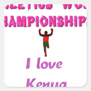 Sticker Carré Championnats du monde d'athlétisme Kenya Runner :