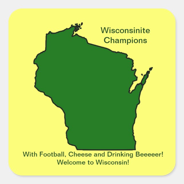 Sticker Carré Champions du Wisconsinite Football, Fromage et Biè (Devant)