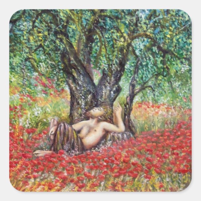 STICKER CARRÉ CHAMPS DE PAN, D'OLIVE ET DE POPPY (Devant)