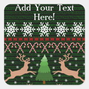 Sticker Carré Chandail de Noël moche drôle Personnalisé