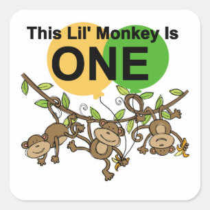 Sticker Carré Chandails et cadeaux 1er anniversaire des singes