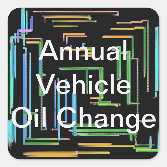 Sticker Carré Changement annuel du pétrole du véhicule (Devant)