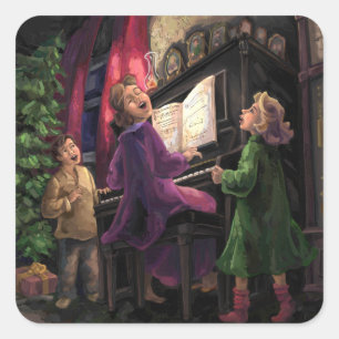 Sticker Carré Chant de Noël le long