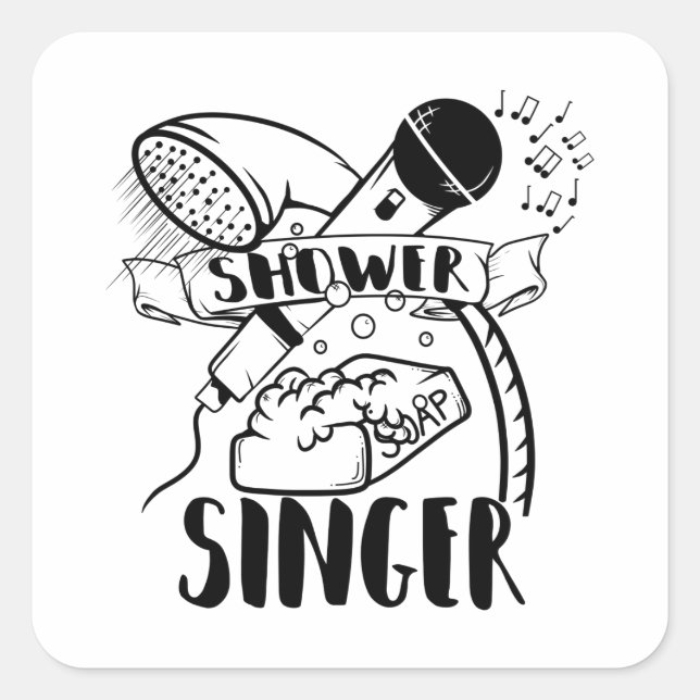 Sticker Carré Chanter sous la douche (Devant)