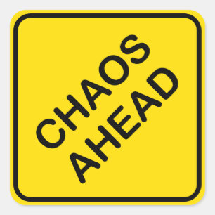Sticker Carré Chaos à l'avant de la route Signal d'avertissement