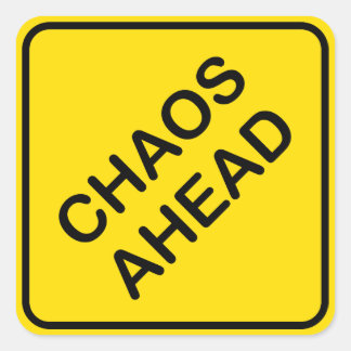 Sticker Carré Chaos à l'avant de la route Signal d'avertissement
