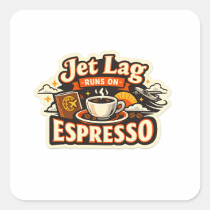 Sticker Carré Chapeau drôle pour amateur de café de voyage