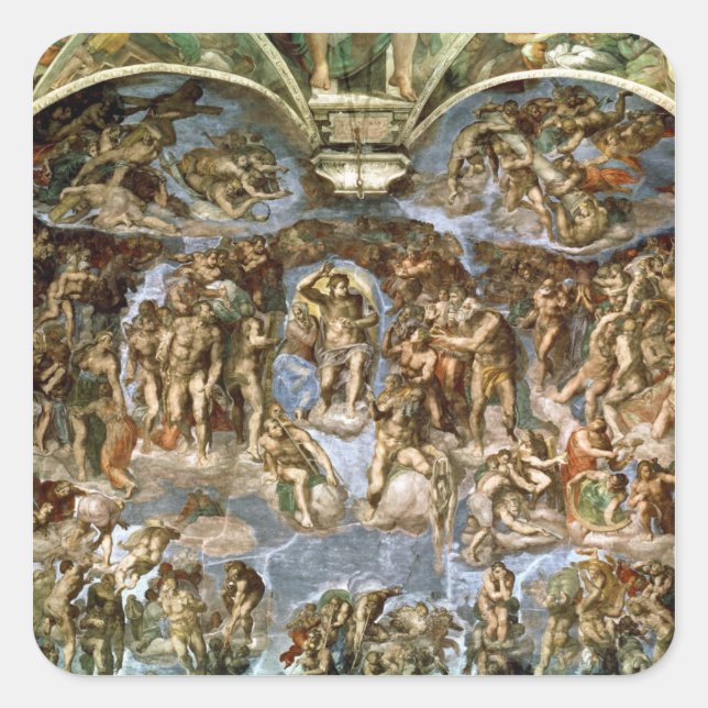 Sticker Carré Chapelle Sixtine : Le jugement Dernier, 1538-41 (Devant)
