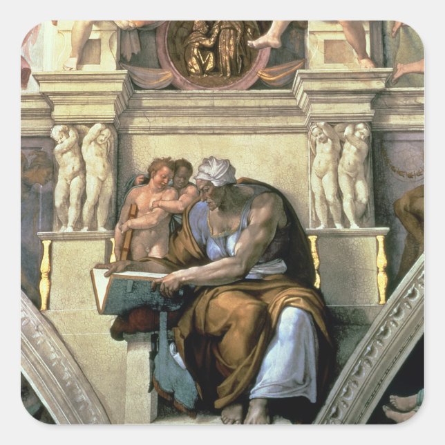 Sticker Carré Chapelle Sixtine Plafond : Cumaean Sibyl, 1510 (Devant)