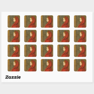 Sticker Carré Chaperon rouge (par John Everett Millais)