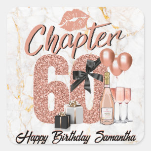 Sticker Carré Chapitre 60 Rose Gold 60e fête d'anniversaire