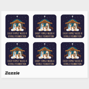Sticker Carré Chaque famille a besoin d'une fondation stable - N