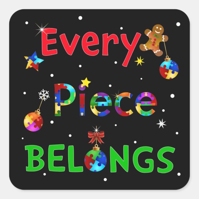 Sticker Carré Chaque pièce appartient à Noël (Devant)