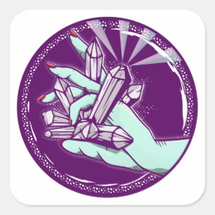 Sticker Carré Chargement des cristaux d'améthyste