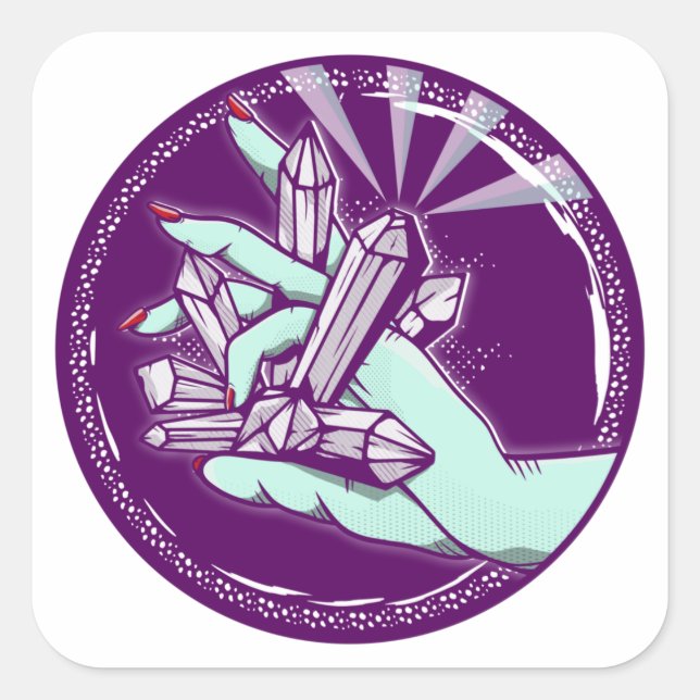 Sticker Carré Chargement des cristaux d'améthyste (Devant)