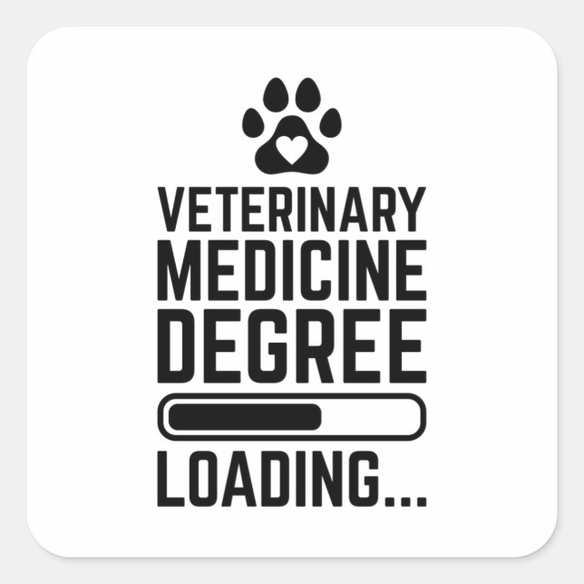 Sticker Carré Chargement du diplôme en médecine vétérinaire (Devant)