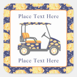 Sticker Carré Chariot de golf Préppy Goldfish