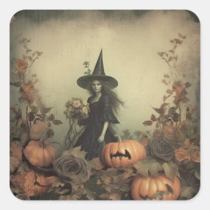 Sticker Carré Chariot Halloween vintage (3)