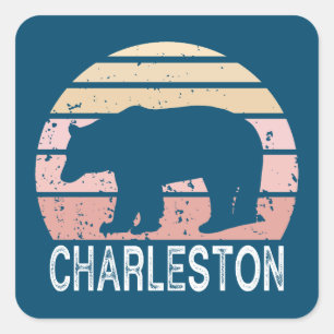 Sticker Carré Charleston West Virginie Retro Bear