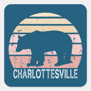 Sticker Carré Charlottesville Virginia Retro Bear