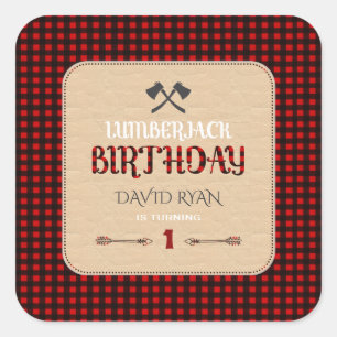 Sticker Carré Charme Buffle Rouge Plaid Anniversaire N'importe q