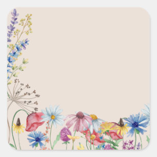 Sticker Carré Charme de fleur sauvage rustique Blank